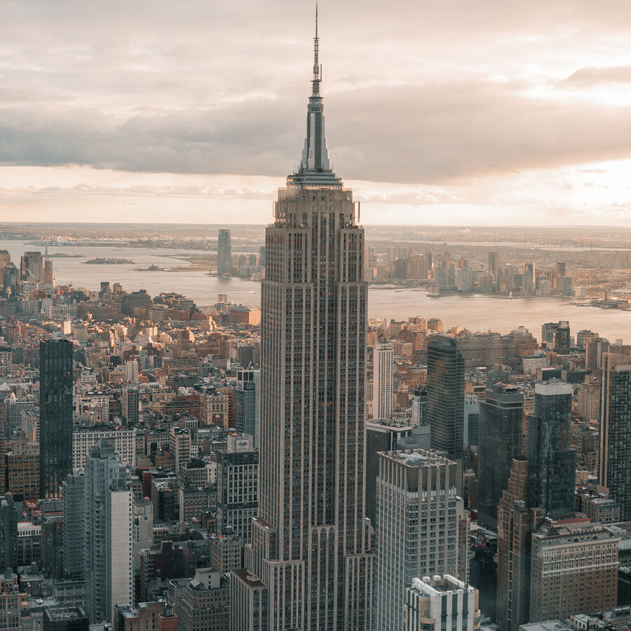 New York City skyline, Empire State Building front and center