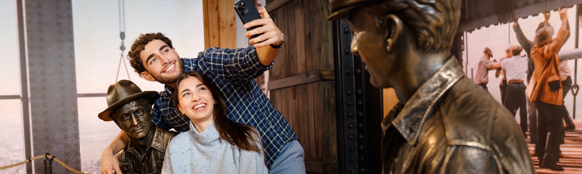 Couple taking selfie at the Empire State Building's 2nd Floor Exhibit Kong