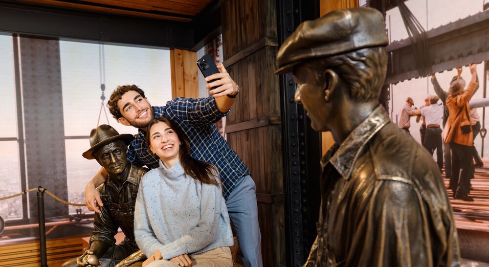 Couple taking selfie at the Empire State Building's 2nd Floor Exhibit Kong
