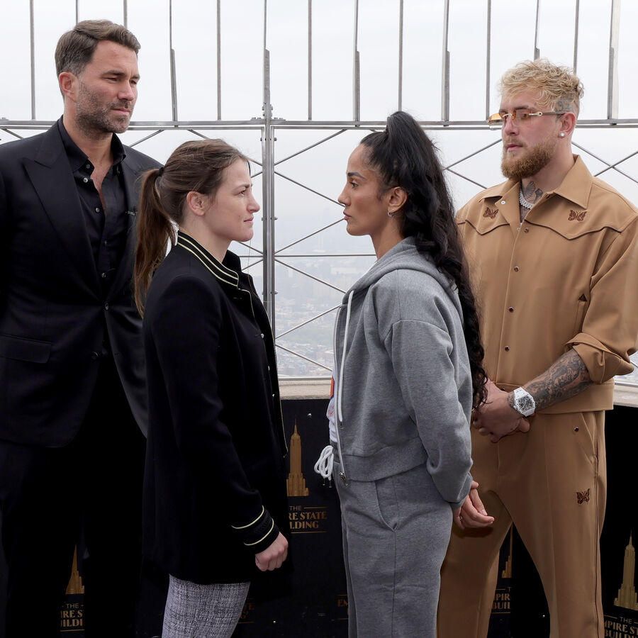 Amanda Serrano and Katie Taylor face off on the Empire State Building's 86th Floor